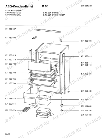 Взрыв-схема холодильника Aeg SAN1702 E - Схема узла Housing 001